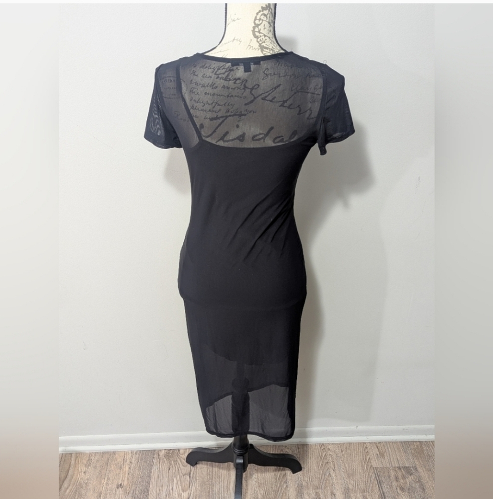 90s black mesh dress Vintage Grunge Slip Size Small L… Slip dress